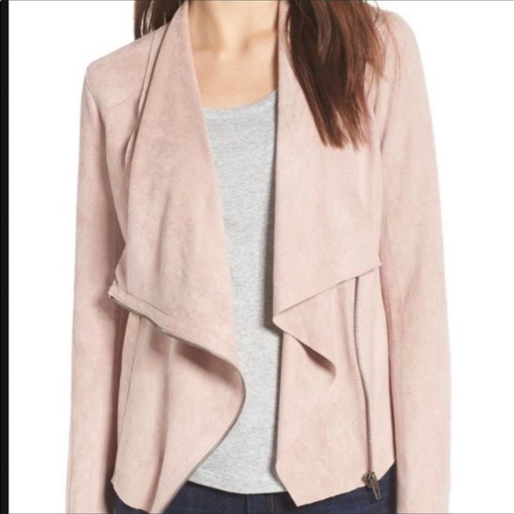 BlankNYC Drape Front Faux Suede Jacket